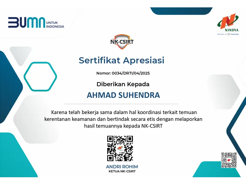 PT Nindya Karya responsible disclosure recognition