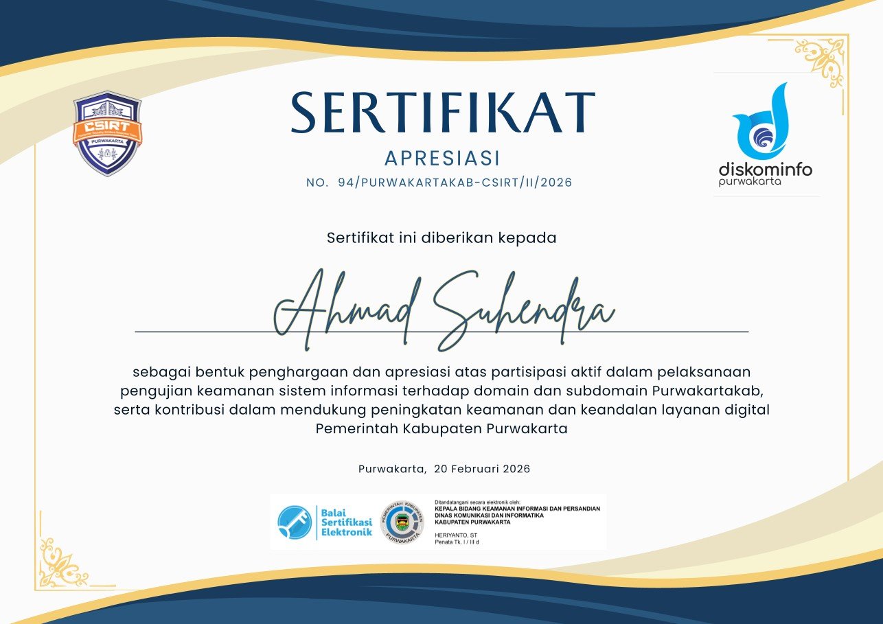 Purwakarta Regency Government certificate and institution logo